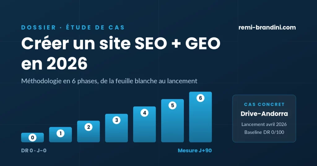 Méthodologie de création de site SEO et GEO en 2026, en 6 phases, étude de cas Drive-Andorra