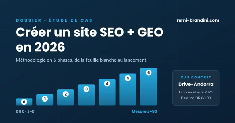 Méthodologie de création de site SEO et GEO en 2026, en 6 phases, étude de cas Drive-Andorra