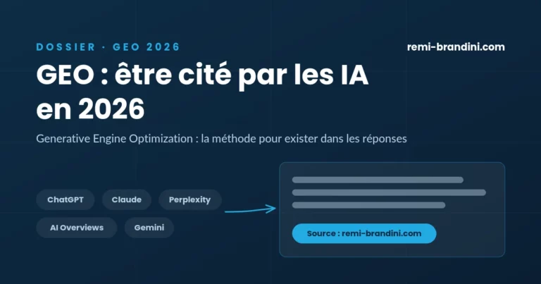 GEO en 2026 : être cité par ChatGPT, Claude, Perplexity et les AI Overviews dans les réponses générées